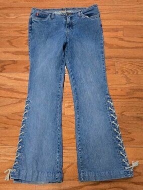 Vintage Y2K Mudd Low Rise Flare Lace Up Jeans Size 11